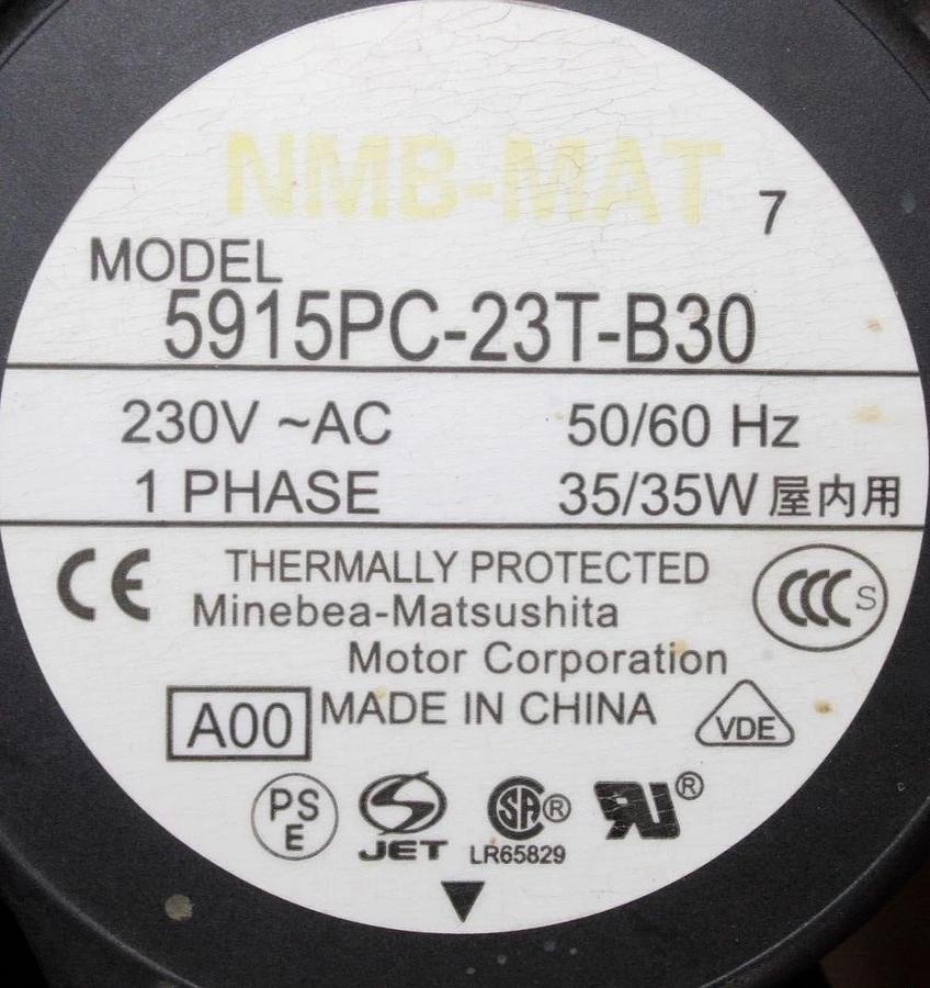 Used LOT OF 2 NMB-MAT FAN 5915PC-23T-30 SINGLE PHASE 230 VAC 35 WATT *WARRANTY*