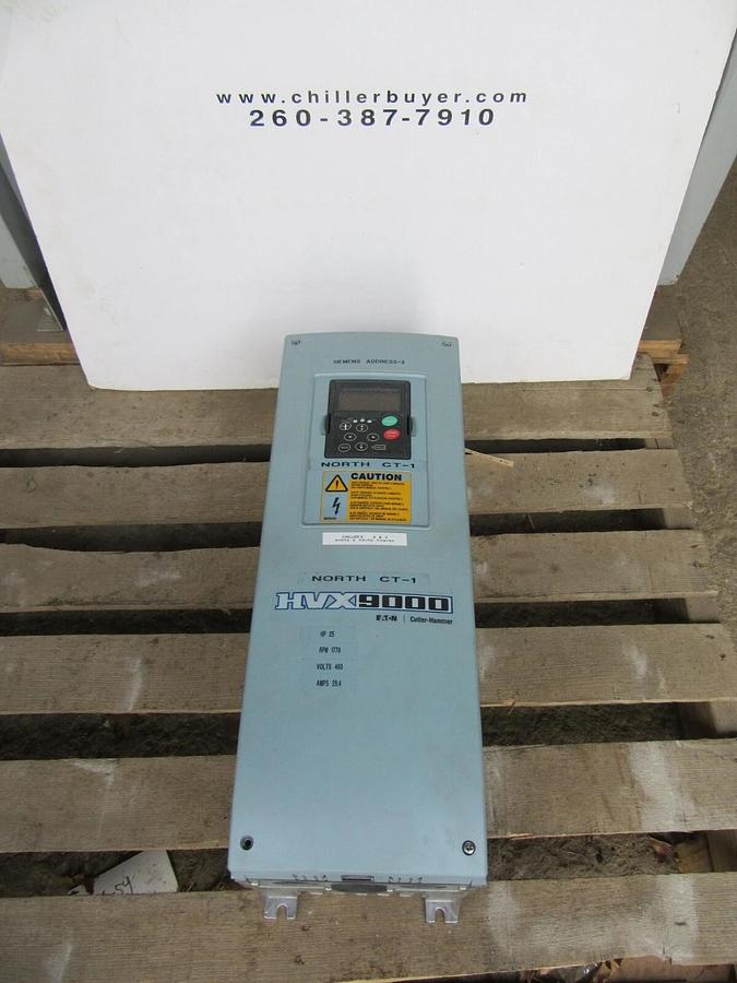Used 25 HP EATON / CUTLER HAMMER VARIABLE SPEED DRIVE 480 VAC 3 PH 38 AMP HVX025A1
