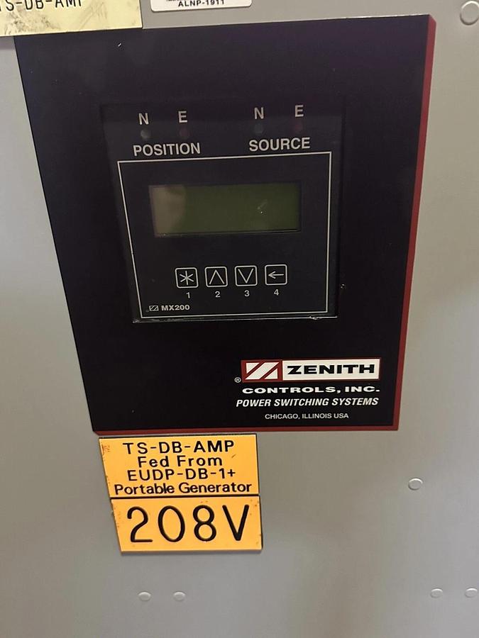 Used 225 AMP AUTOMATIC TRANSFER SWITCH ATS 208/120 VOLT 3 PH 225 A ZENITH ZTSL22EC-4