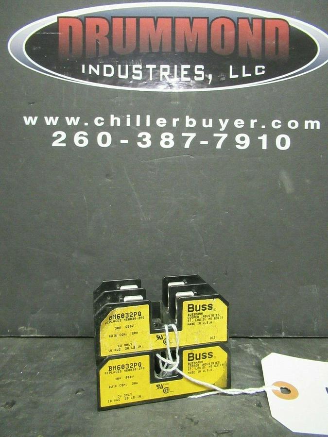 Used LOT OF 2 BUSSMAN FUSE HOLDER BM6032 FOR 30 AMP 600 V FUSES **WARRANTY**