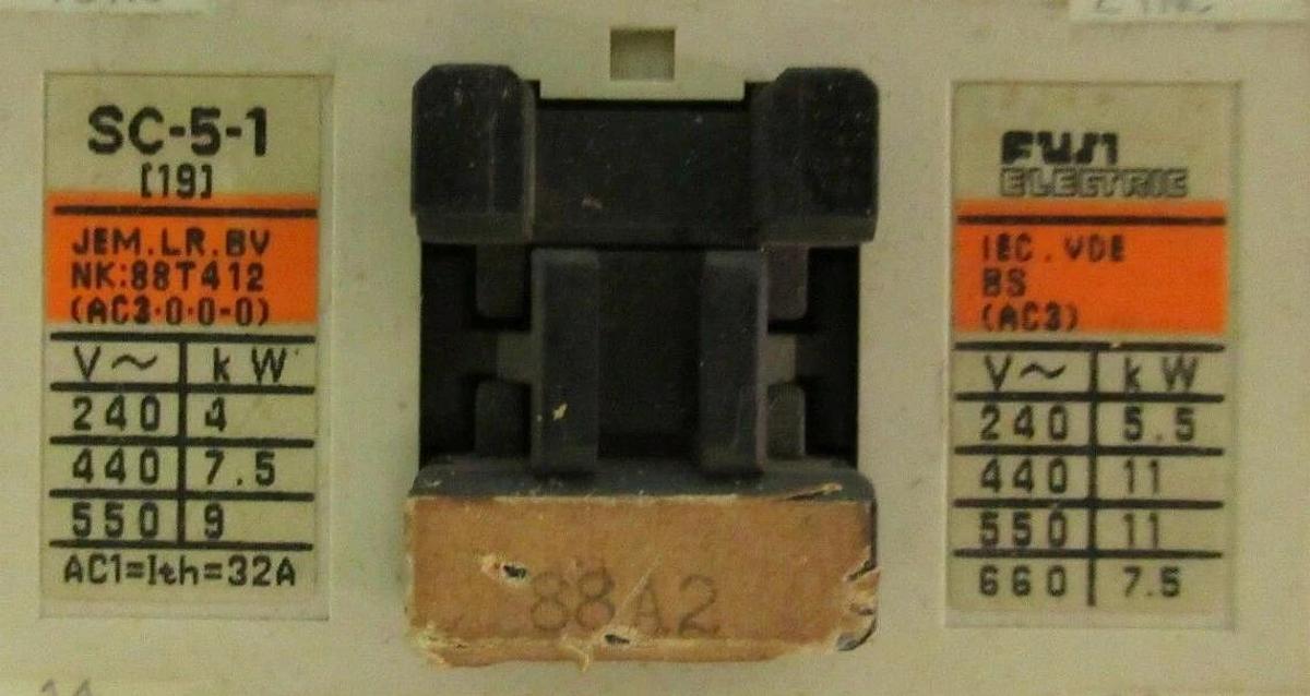 Used FUJI ELECTRIC STARTER SC-5-1 600V 3POLE 20A 10HP **WARRANTY INCLUDED**