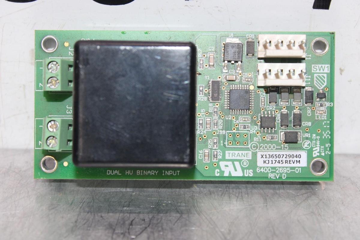 Used TRANE DUAL HIGH VOLTAGE BINARY INPUT 6400-2695-01 REV. D X13650729040 REV. M