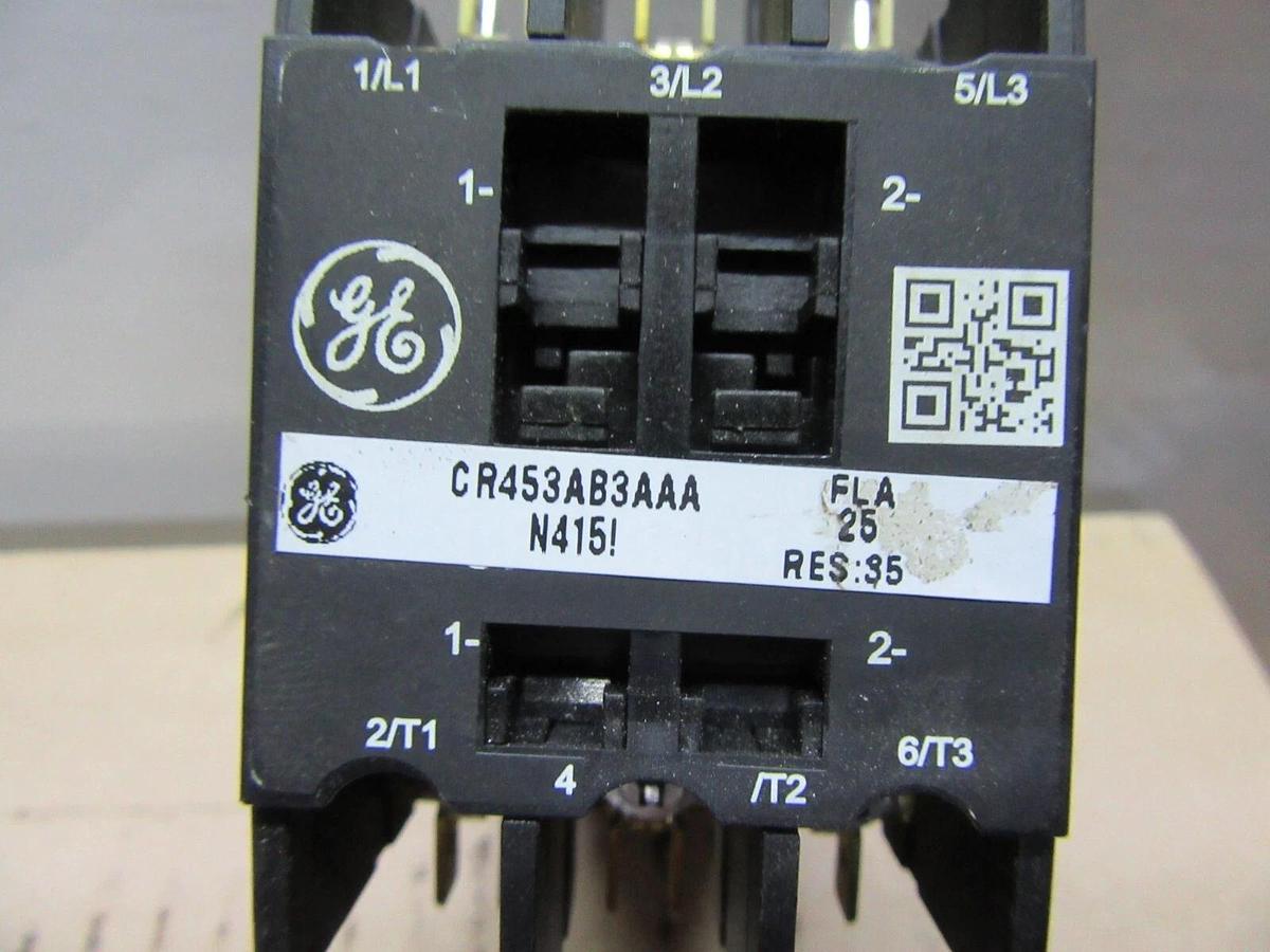Used GE CONTACTOR CR453AB3AAA 25 AMP 600 VAC 3-POLE 3-PHASE COIL: 120 VAC