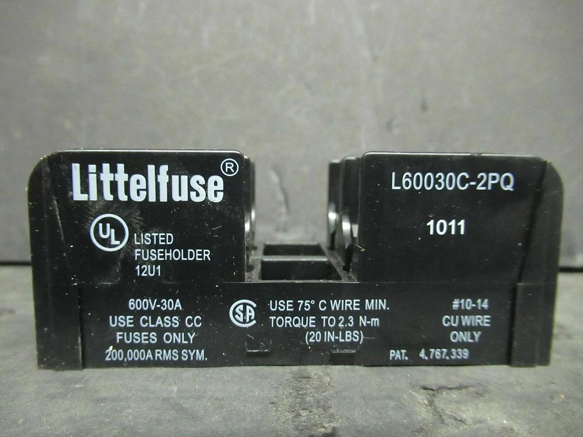 Used LITTELFUSE FUSE LUG SET L60030C-2PQ 600 VOLTS 30 AMP **WARRANTY INCLUDED!**