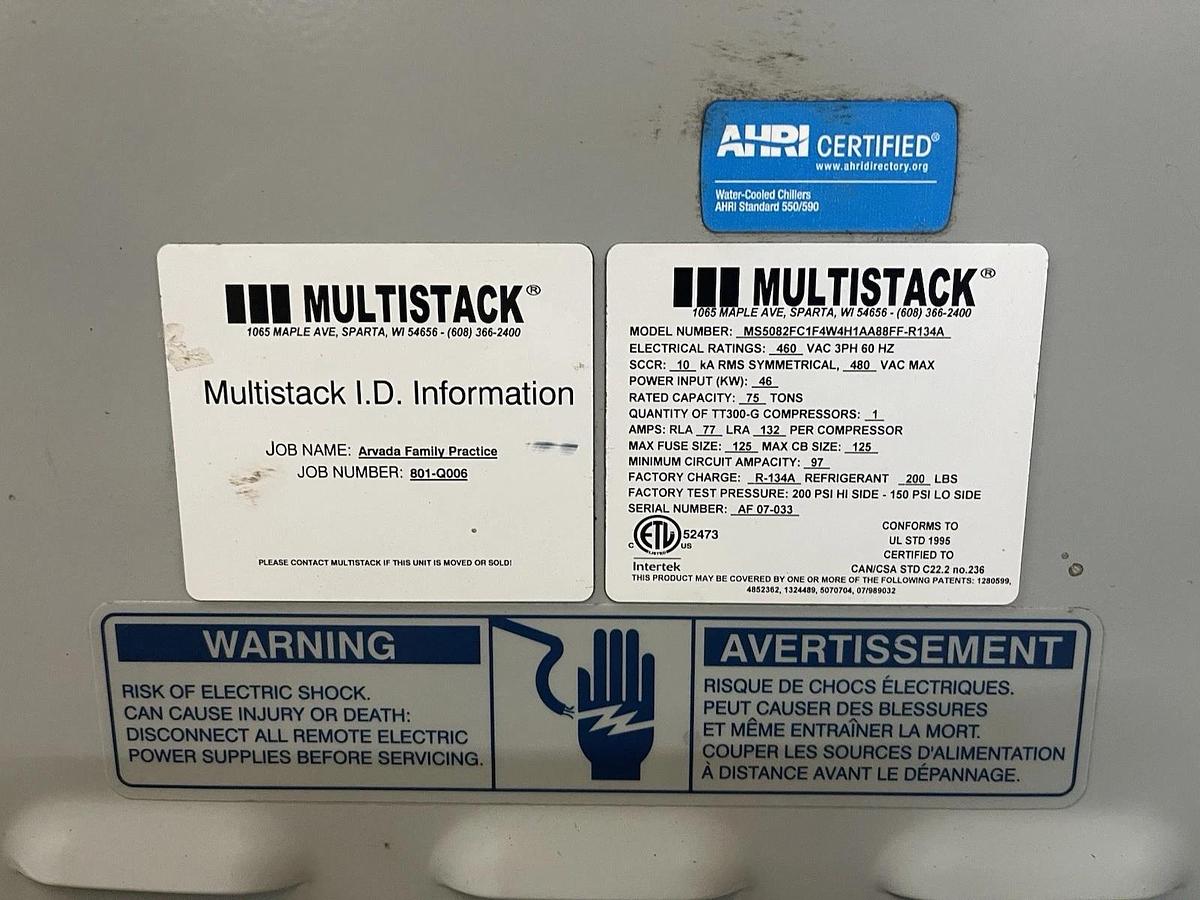 Used MAGLEV MULTISTACK CHILLER CONTROL PANELS MS5082FC1F4W4H1AA88FF-R134A 460V 77A