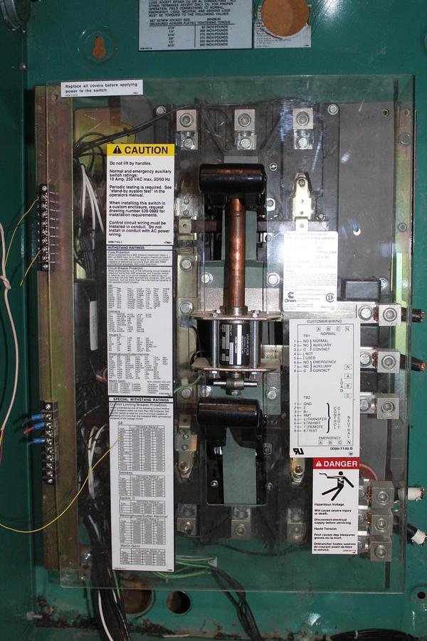Used CUMMINS ONAN AUTOMATIC TRANSFER SWITCH OT-225 225 AMP 240 VAC 3-POLE 1-PHASE