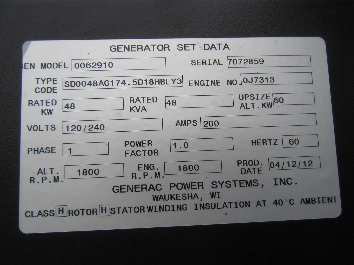 Used 48 KW DIESEL GENERATOR GENERAC 120/240 V FPT 366 HRS SOUND ENCLOSED VIDEO 50 KW