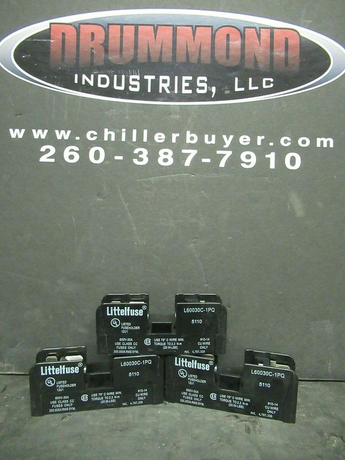 Used (3) LITTELFUSE FUSE LUG SET L60030C-1PQ 600 VOLTS 30 AMP **WARRANTY INCLUDED!**