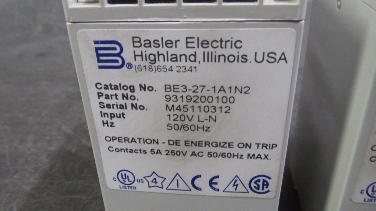 Used (1) BASLER ELECTRIC BE3-27 UNDER VOLTAGE RELAY 120 VAC MODEL: BE3-27-1A1N2