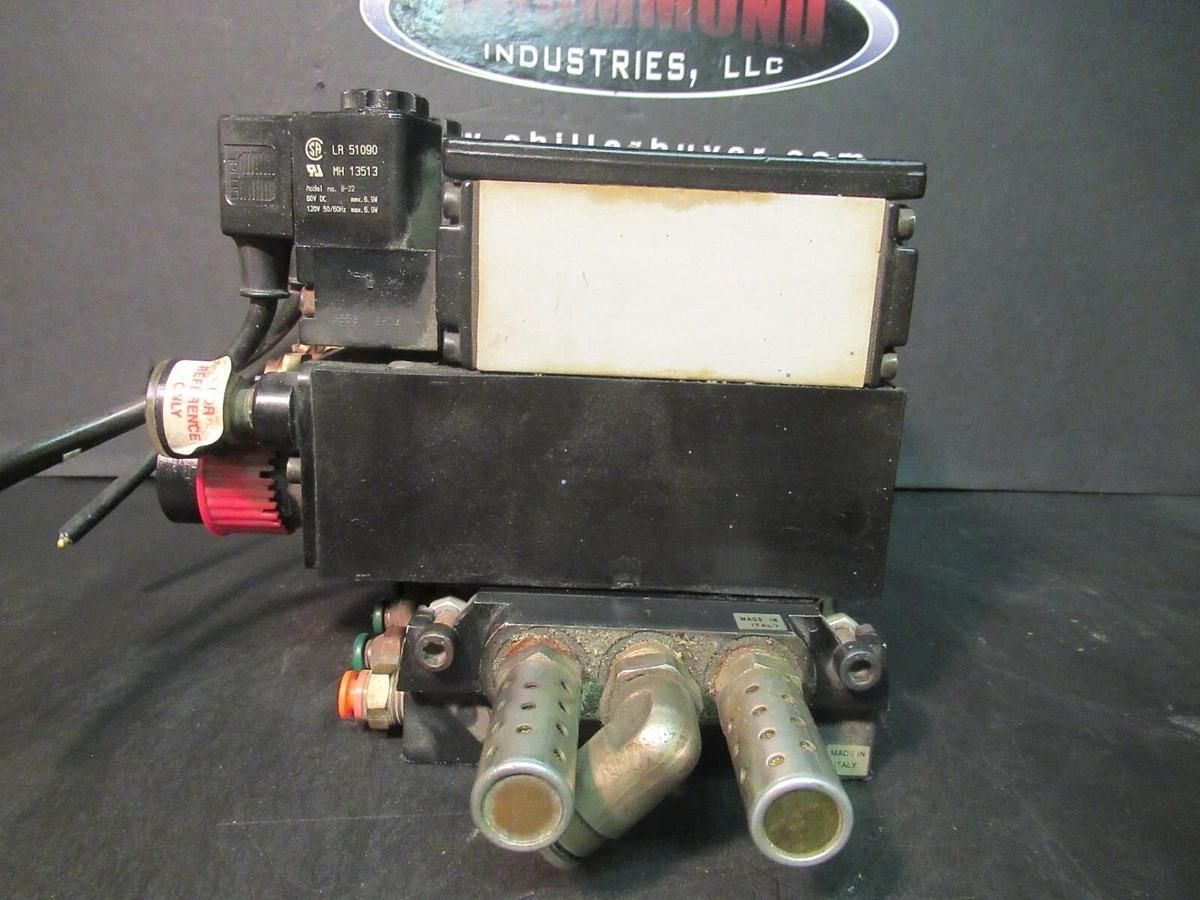 Used ARO FLUID POWER PNEUMATIC VALVE MANIFOLD 120 VAC 30-150 PSI --DAMAGED GAUGE--