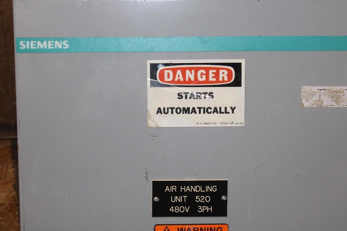 Used SIEMENS NEMA 1 ENCLOSED COMBINATION STARTER W/ SIZE 1 SXL-CO & MCS603R