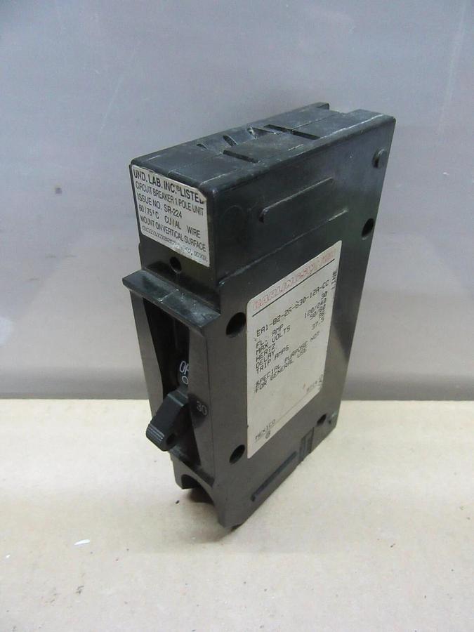 Used CARLING SWITCH EA1-B2-26-630-12A-CC 30 AMP 120/240 VAC 37.5 TRIP AMP 1-POLE