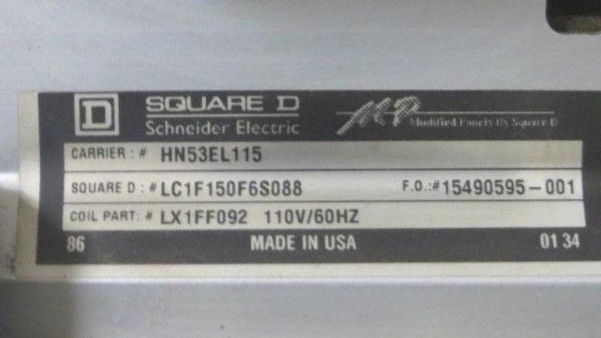 Used TELEMECANIQUE LC1F150 CONTACTOR LC1F150F6S088 200 AMP 600 VOLT 3-PHASE COIL 110V
