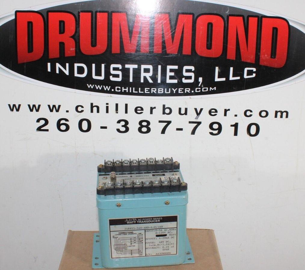 Used JUXTA AC POWER WATT TRANSDUCER 248955-540-AHD-4-0/JAN 120 VAC 20 mA