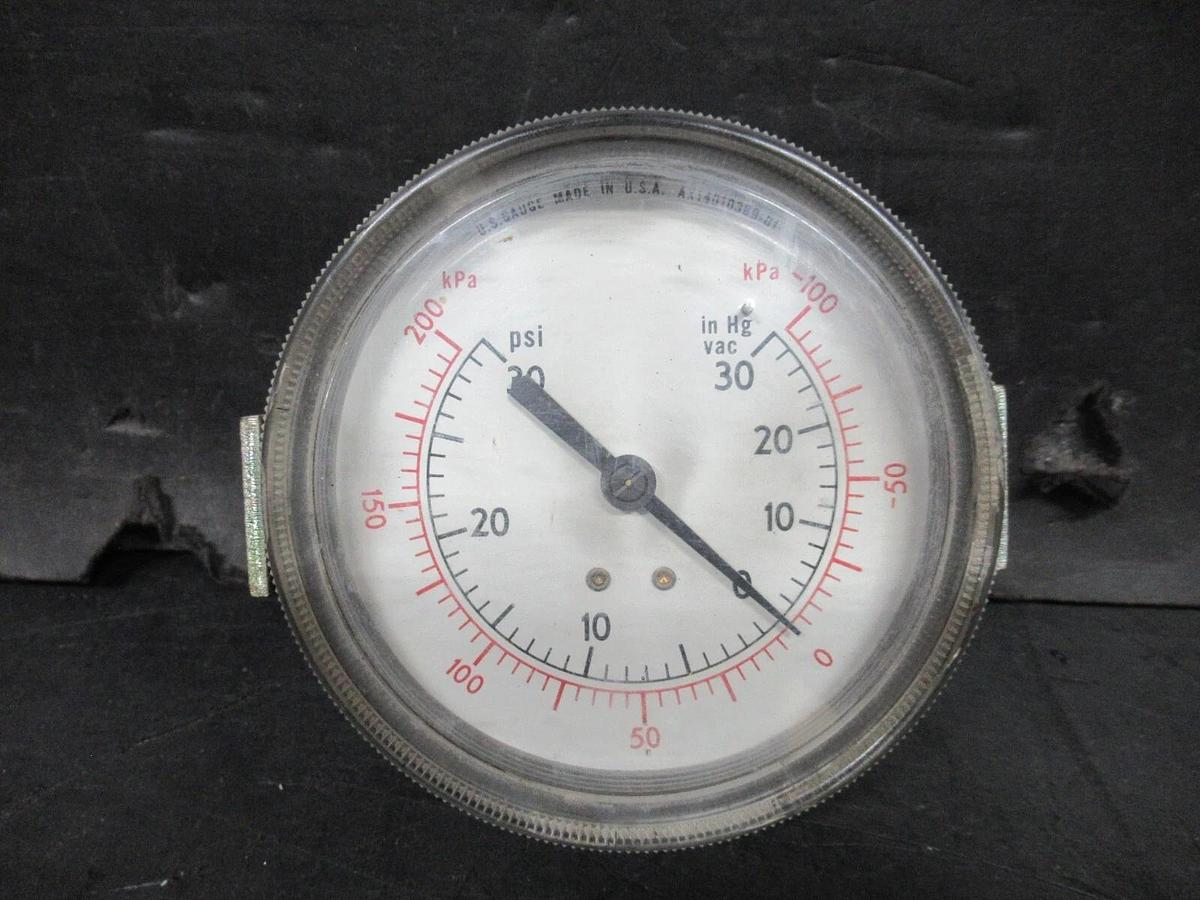 Used US AIR PRESSURE GAUGE AX14010369-01 200 kPA / 30 PSI **WARRANTY INCLUDED**