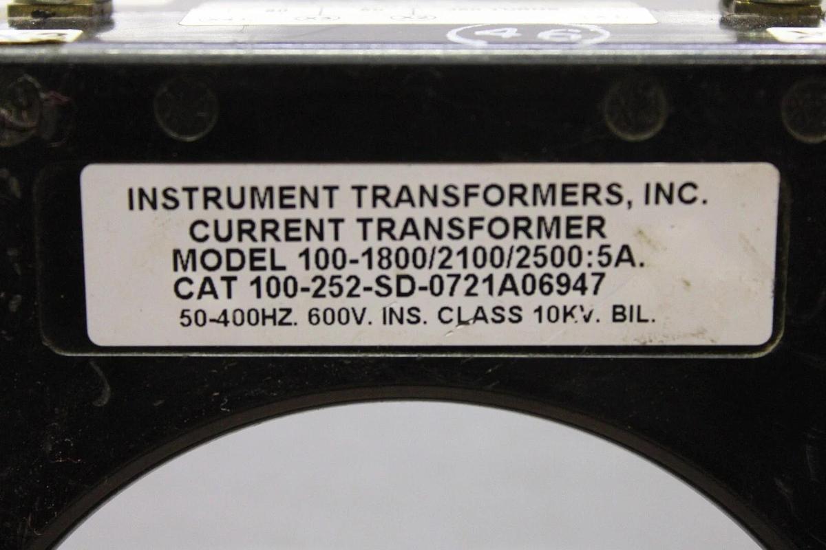 Used INSTRUMENT TRANSFORMERS CT 100-252-SD-0721A06947 X13580047-01 0121A03800