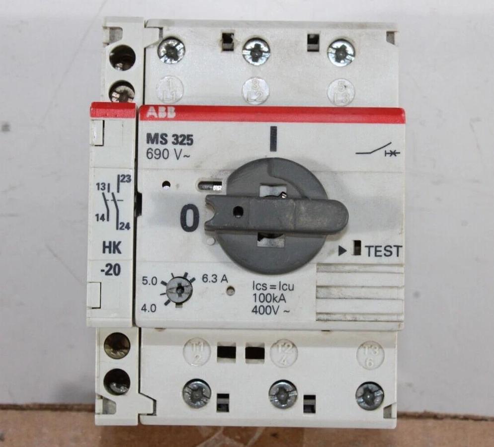 Used ABB MS325 MS 325 MANUAL MOTOR STARTER 4-6.3 AMP 600V 5 HP 3 PHASE *WARRANTY*