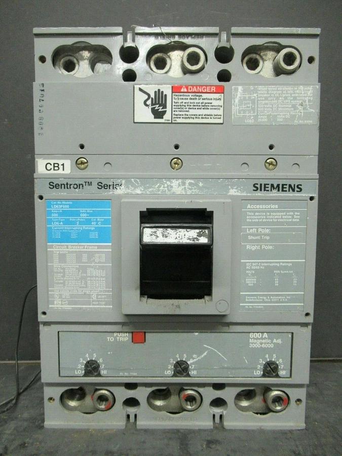 Used SIEMENS SENTRON CIRCUIT BREAKER LD63F600 600 AMP 600 VAC 3-POLE *WARRANTY*