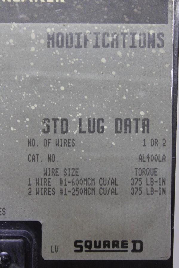 Used SQUARE D I-LINE CIRCUIT BREAKER LA36300 300 AMP 600 VAC 3-POLE
