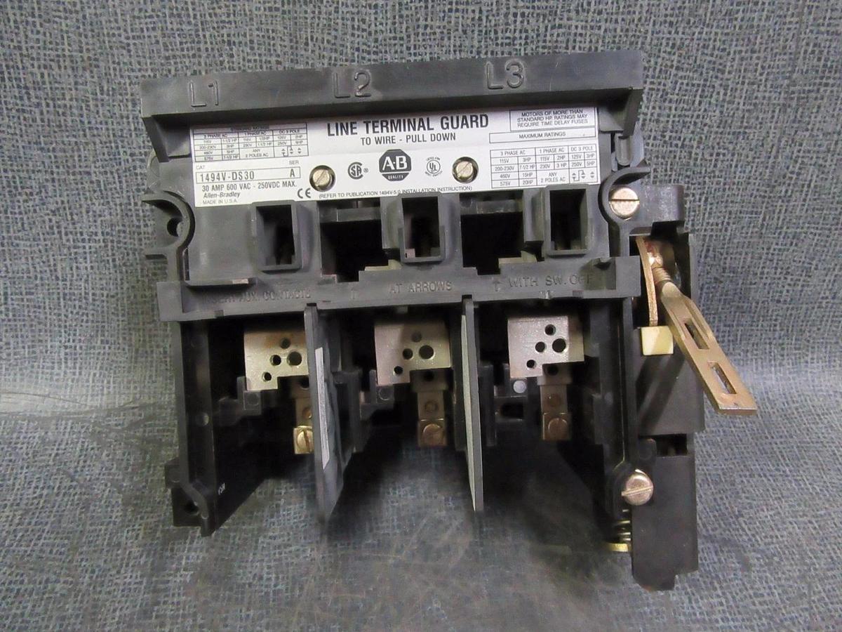 Used (1) ALLEN BRADLEY DISCONNECT SWITCH 1494V-DS30 30 AMP 600 VOLT 1494V-DS30