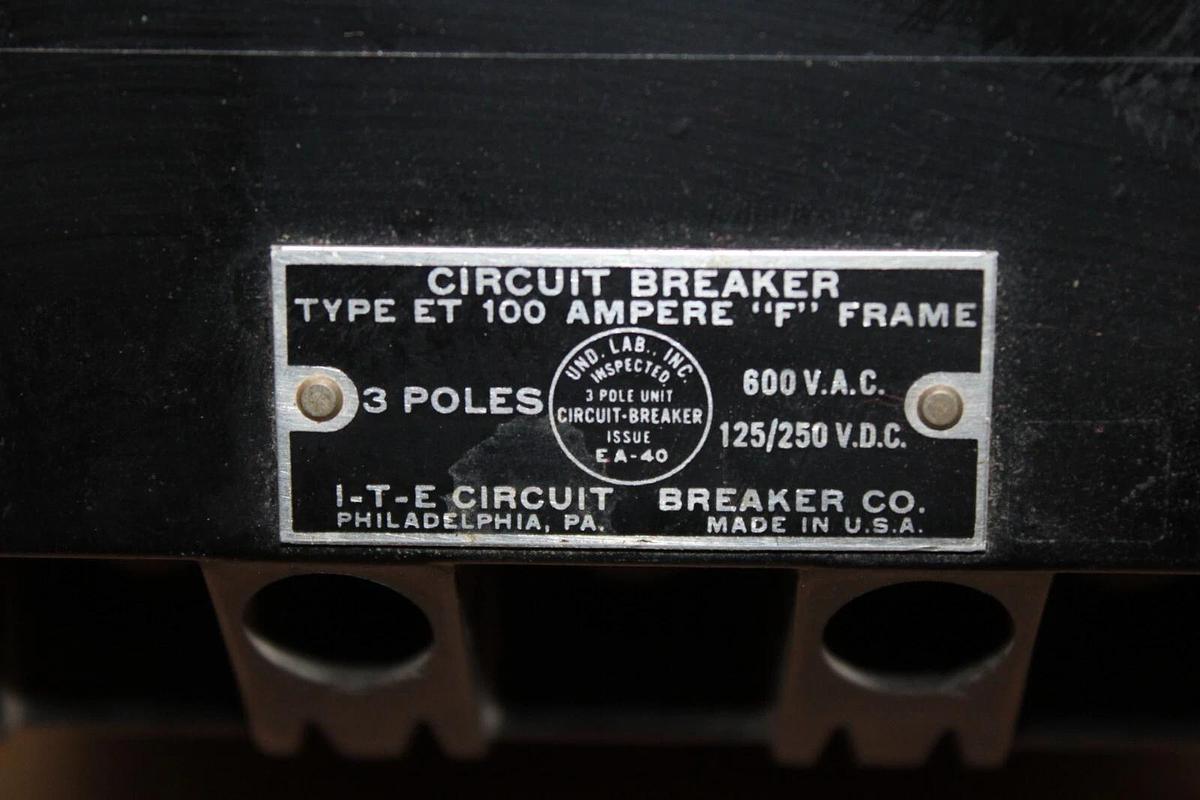 Used ITE CIRCUIT BREAKER ET4036 70 AMP 600 VAC 3-POLE ET-100 F-FRAME **WARRANTY**