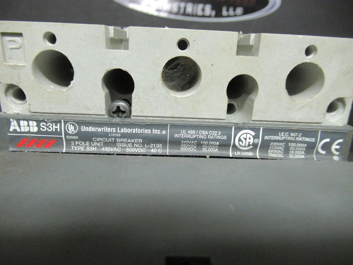 Used 225 AMP ABB BREAKER S3H SACE S3 AUX SWITH 3P 480VAC 600VDC  *WARRANTY INCLUDED*