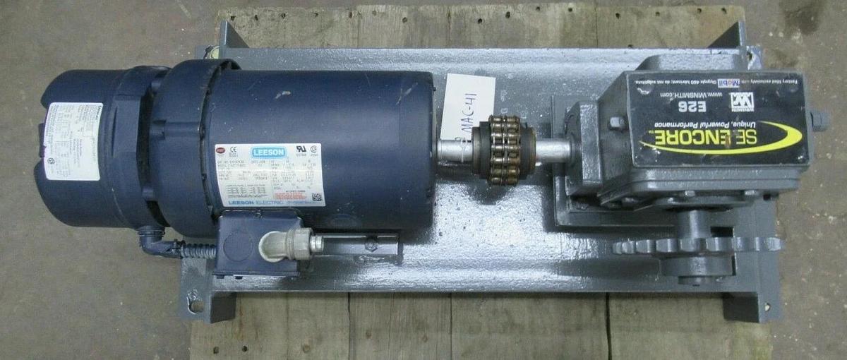 Used 1 HP SE ENCORE E26 WINSMITH XDBS 40:1 GEAR BOX W/ LEESON MOTOR & STEARNS BRAKE