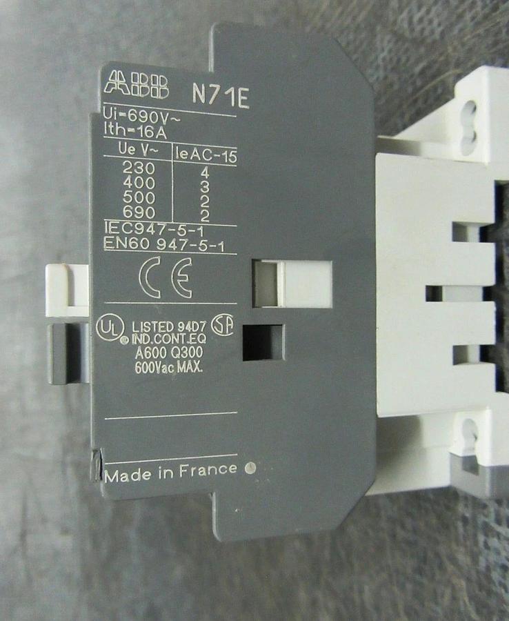 Used ABB CONTACTOR N71E 400V 3A COIL: 120V 60HZ **WARRANTY INCLUDED**