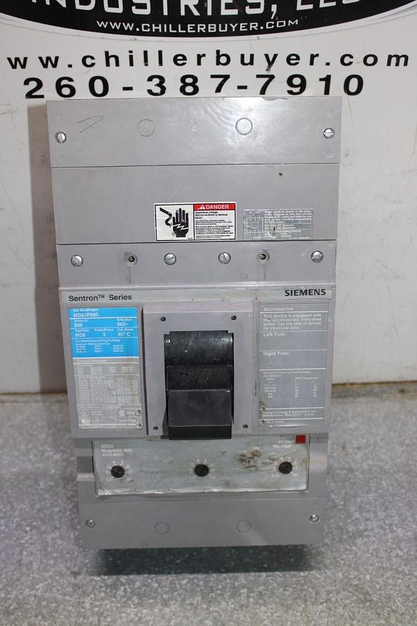 Used SIEMENS SENTRON CIRCUIT BREAKER MD63F800 800 AMP 600 VAC 3-POLE **WARRANTY**