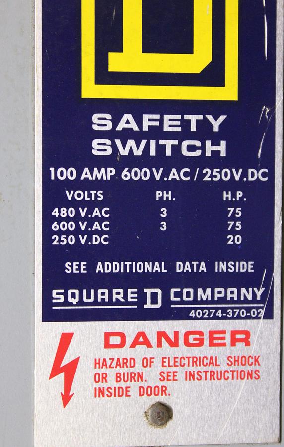 Used SIEMENS HEAVY DUTY SAFETY SWITCH HF363 100 AMP 600 VOLT TYPE 1 ENCLOSURE