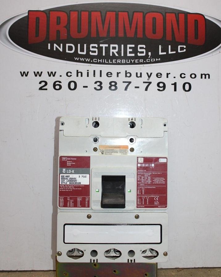 Used CUTLER HAMMER MOLDED CASE SWITCH LD3600WK 600 AMP 3-POLE 600 VAC 3-PHASE