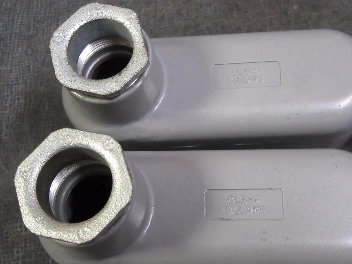 Used (1) KILLARK CONDUIT BODY WITH COVER & BUSHINGS 1 1/4" 28.8 CU" # OLB-4 ; OL-450