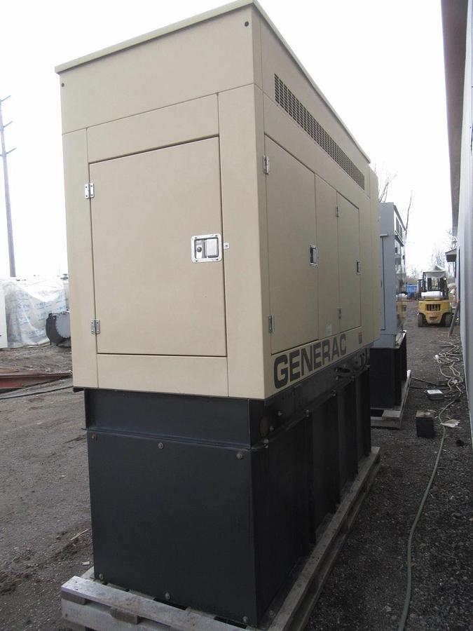 Used 60 KW DIESEL GENERATOR GENERAC 120/240 VOLT ONLY 500 HRS SOUND ENCLOSED VIDEO
