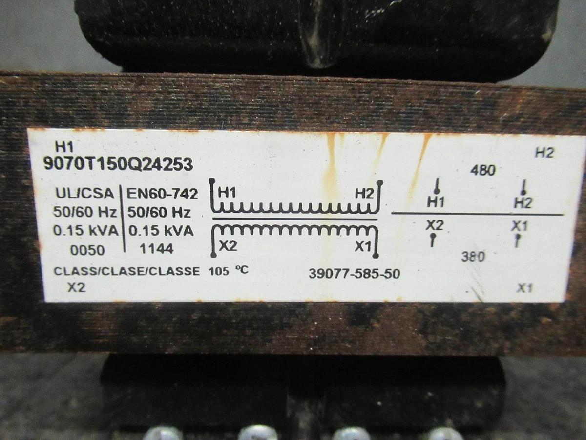 Used SQUARE D TRANSFORMER 9070T150Q24253 150VA 50/60HZ 480/380V **WARRANTY INCLUDED**