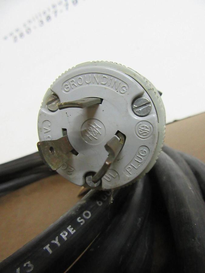 Used 25' SO 12/3 POWER CORD WIRE 20 A 120 V 1 PH HUBBELL / HART TWIST-LOCK PLUG SOW-A