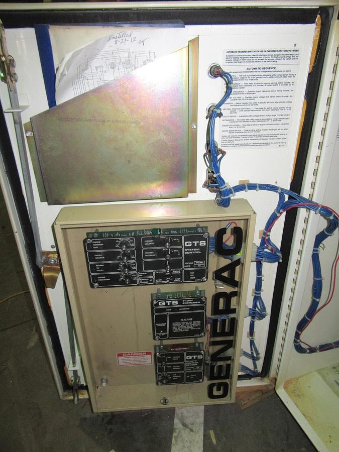 Used 150 AMP GENERAC GTS ATS AUTOMATIC TRANSFER SWITCH 250 V 1 PH 2 POLE NEMA 1 ENCL