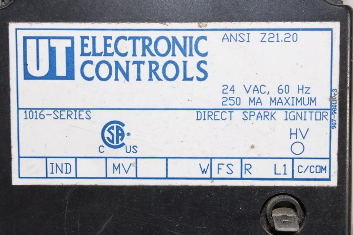 Used UT ELECTRONIC CONTROLS DIRECT SPARK IGNITOR 1016-SERIES ANSI-Z21.20 907-980110-3