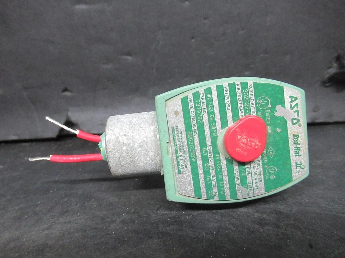 Used ASCO REDHAT II SOLENOID VALVE 8262G013 8.1 WATT 1/4" DIAMETER #4 OIL AT 40 PSI