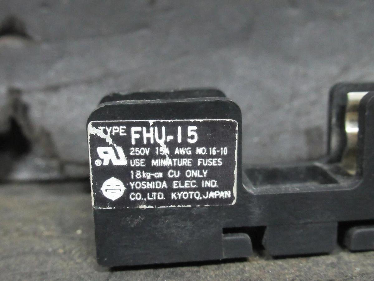 Used (LOT OF 2) YOSHIDA SINGLE FUSE LUG FHU-15 250 VOLT 15 AMP **WARRANTY INCLUDED**