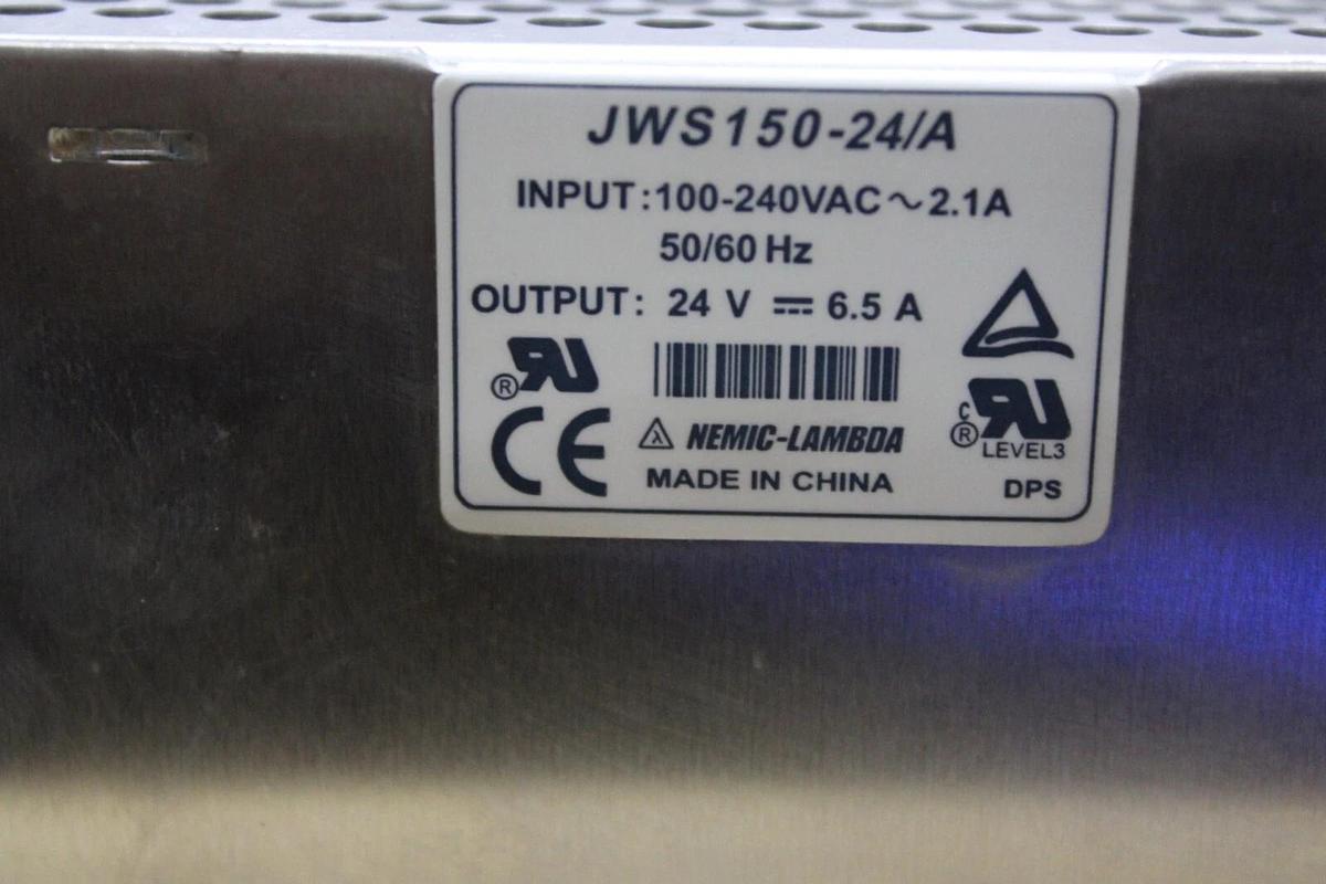 Used NEMIC-LAMBDA POWER SUPPLY JWS150-24/A INPUT: 240 VAC 2.1A OUTPUT: 24 VDC 6.5A