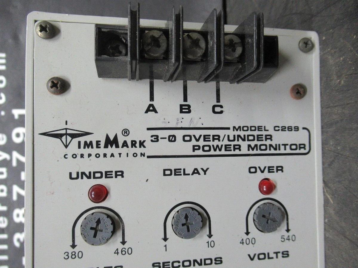 Used TIMEMARK 3-0 OVER/UNDER 3-PHASE POWER MONITOR 150/240 VAC @ 10/15 AMP