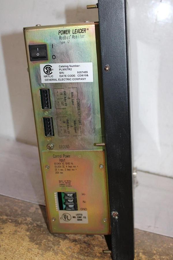 Used GENERAL ELECTRIC POWER LEADER MODBUS MONITOR PLMNTR2 240 VAC 4 AMP TYPE 12