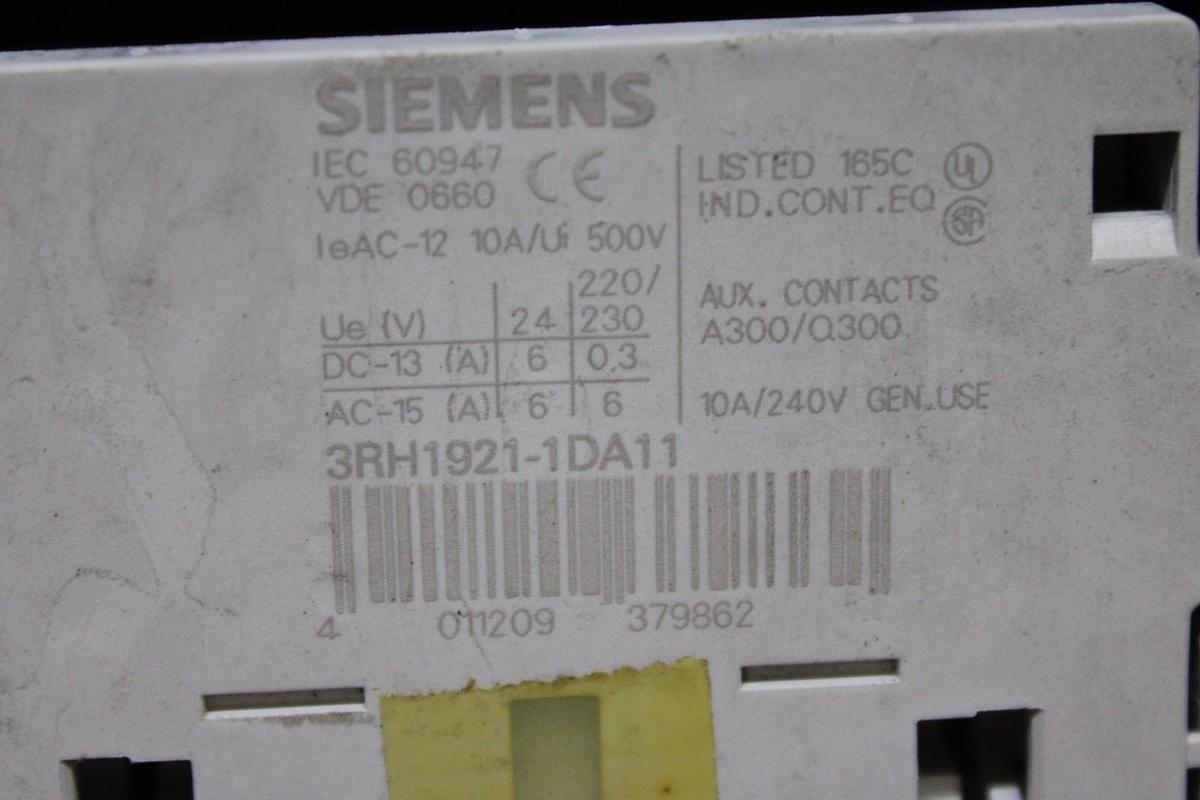 Used SIEMENS SIRIUS CONTACTOR 3RT1054-6...6 600 VAC 140 AMP 125 HP 3-POLE 3-PHASE