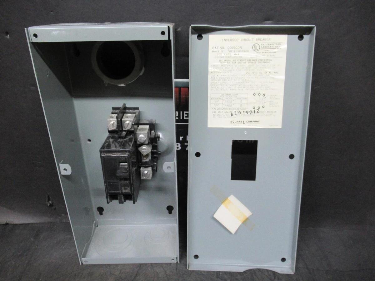 Used SQUARE D ENCLOSED CIRCUIT BREAKER QO2100N W/ QO2125 125 AMP 2-POLE 240 VAC