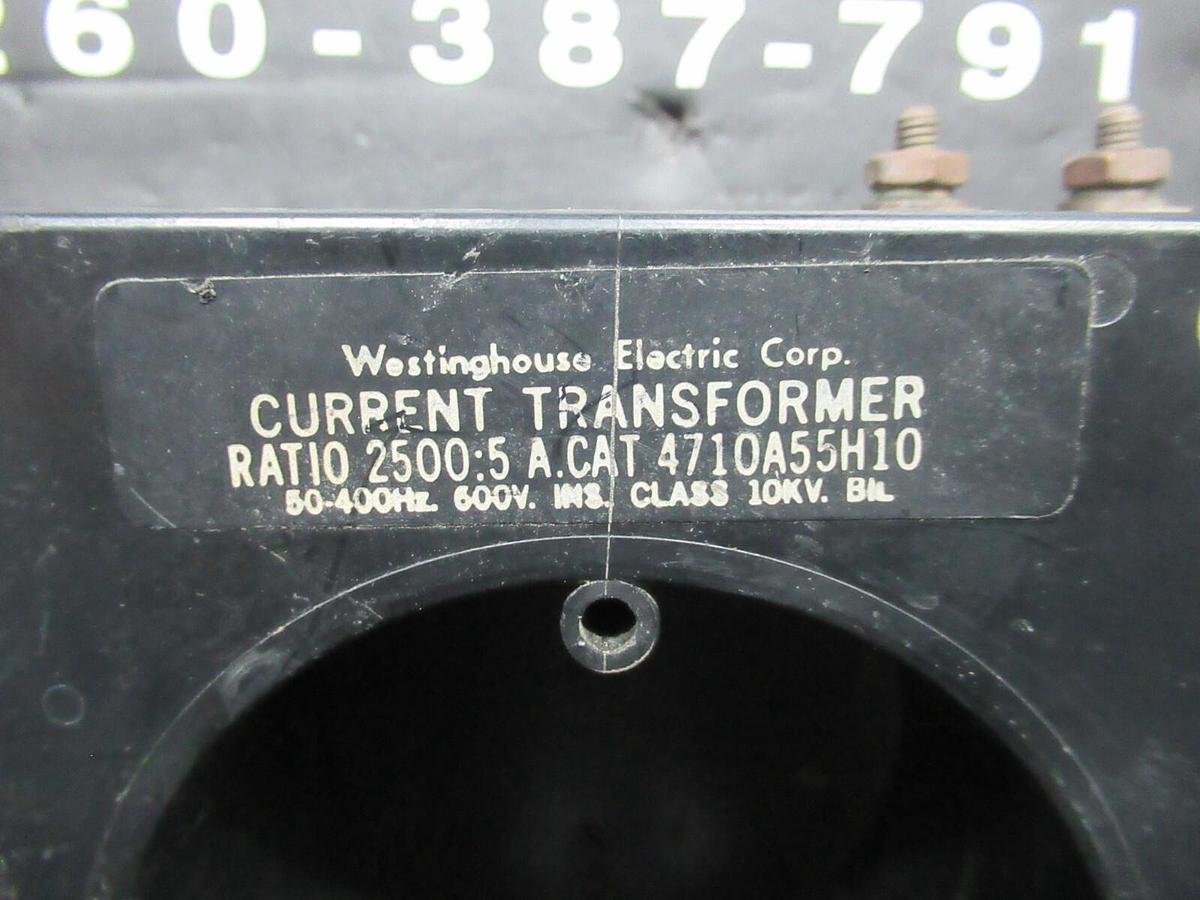 Used WESTINGHOUSE CURRENT TRANSFORMER 4710A55H10 2500:5 50-400 HZ 600 VOLT 10 KV