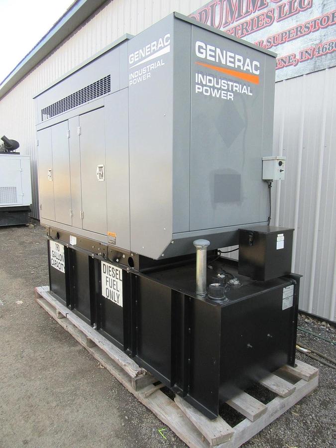 Used 48 KW DIESEL GENERATOR GENERAC 120/240 V FPT 346 HRS SOUND ENCLOSED VIDEO 50 KW
