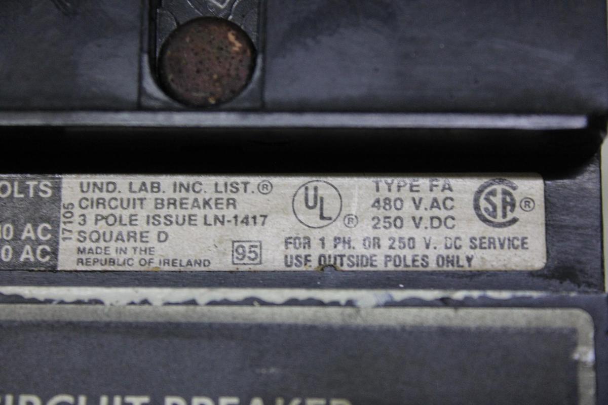 Used SQUARE D I-LINE CIRCUIT BREAKER FA34030 30 AMP 480 VOLT 3-POLE