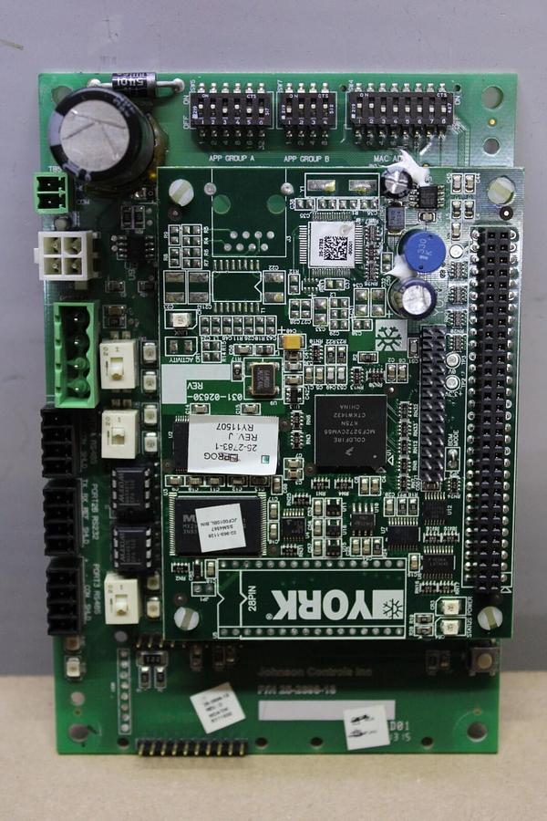 Used YORK STACKED CHILLER INTERFACE BOARD 25-2698-18 REV. D W/ 25-2783-1 REV. J