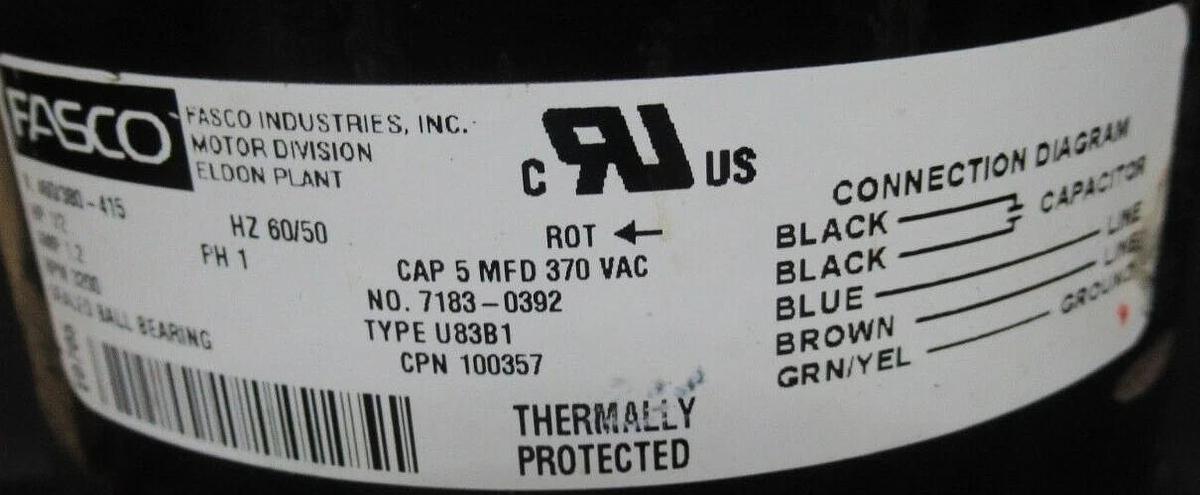 Used HARTELL PUMPS CONDENSATE PUMP A5-2LI-460 REV. G W/ FASCO MOTOR 7183-0392 460V