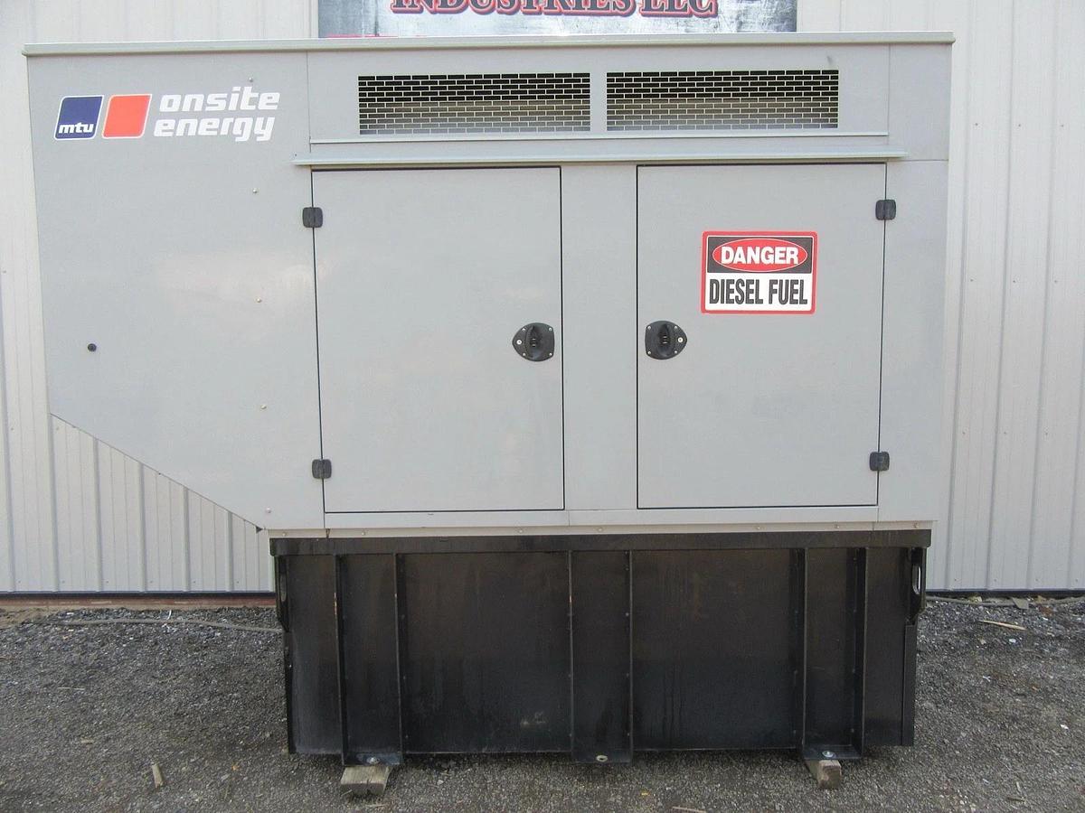 Used 50 KW DIESEL GENERATOR MTU 120/240 V JOHN DEERE SOUND ENCLOSED 338 HRS VIDEO